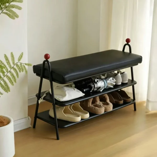 Entryway Bench with shoes and umbrella