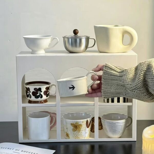 details of Multi-Tier Mug Rack – Carbon Steel Cup Holder Stand, white
